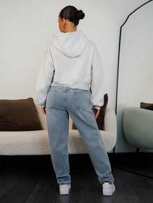 SAYEHFBABY Stepped Waist Mom Fit Jeans - Light Wash - View 2