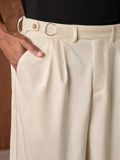  AKNOTIC Men's Herringbone Jacquard Loose Pants, Suitable For Christmas Party, Business Casual, Autumn, Gift For Boyfriend, Holiday