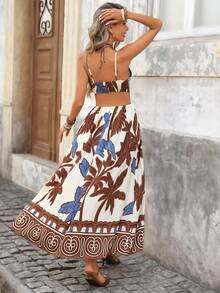 Brillora 印花无袖开衩连衣裙，适合夏季度假 - 彩色 - 查看 2