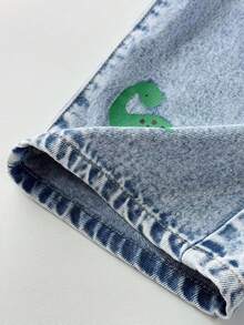 Young Boy New Fashion Casual Boho Basic Colorful Cartoon Dinosaur Print Distressed Denim Bib Overalls Jumpsuit Spring Summer,For Kids Boys Spring/Summer Dailywear Outfits,Boys Streetwear Outfits,Boys Beach Outfit,Vacation Outfits For Boys,Casual Clothes For Boys,Graphic Jumpsuit,Toddler Jumpsuit,4-Year-Old Boys Jumpsuit ,Summer Jumpsuit,Casual Jumpsuit - Light Wash - View 6
