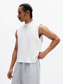 SUMWON Essential Sleeveless Cotton Tank Top Crew Neck Casual Summer Everyday Basic Layering Piece Regular Fit Men's Undershirt Wardrobe Staple - White - View 1