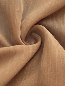 Arave 女士立领长袖腰带设计层叠荷叶边下摆优雅法式连衣裙，适合度假和派对 - 棕色 - 查看 8