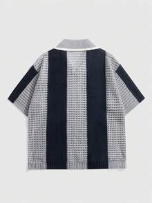 Aesthetic Post 男士数字图案短袖休闲镂空针织上衣