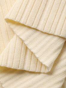 DAZY Women's Elegant Solid Color Ruffle Collar Knit Dress, Summer - Beige - View 12