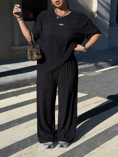 Muchica Plus Size Women Casual 2-Piece Set,For Daily Commute,Date, Commute, Party,Fall /Autumn/Winter/Summer,Christmas,New Year,Thanksgiving,Party,Wedding,Beach,Graduati,Chic,Elegant,Casual,Going Out,Date,Appointment,Commute,Shining,Valentine's Day,Elegant ,Vacation,Casual,Y2k,Sexy