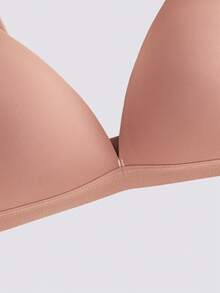 3 Peças Sutiãs Sólidos Sem Arame e Sem Bojo Decote em V Macios para Mulheres - Multicolorido - Visão 3