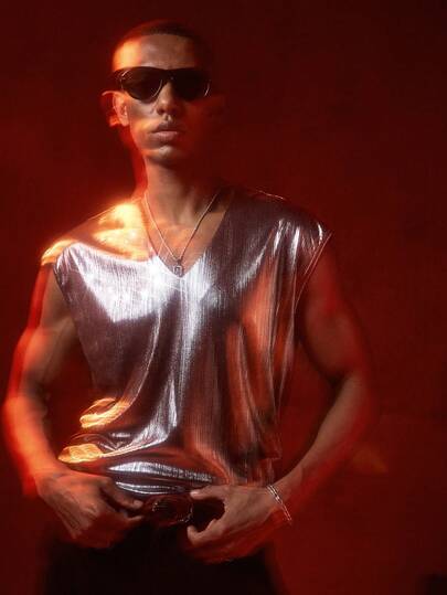 AKNOTIC Business Casual Men's Casual Black Solid Color Tank Top, Loose Fit, For Spring/Summer, Suitable For Commuting, Gym, Dates, Gatherings, Daily Wear, Niche