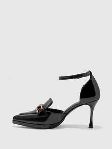 CUCCOO BIZCHIC Women's Pointed Toe Buckle Design Elegant Fashion High Heel Pumps - Black - View 10