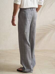 Manfinity Dauomo Men's Pleated Casual Pants With Pockets And Belt Loops, Loose Plaid Design - Multicolor - View 2