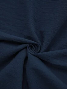 Miaspire Women's Casual V-Neck Lace Patchwork Mid-Length Dress - Navy Blue - View 8