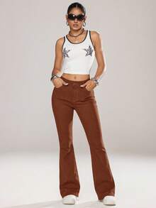 SHEIN ICON Women Jeans - Coffee Brown - View 5