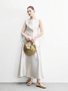 CUCCOO BIZCHIC Women's Shoes Spring And Autumn Comfortable Casual Cute Flat Shoes, Fashionable Commuting Silver Buckle With Square Buckle, Closed Low Vamp Small Square Toe Simple Slip On Shoes Office Vacation Women's Shoes Valentine's Day - Gold - View 9