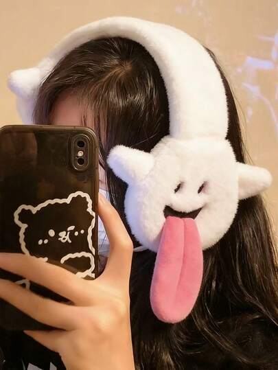 Joivida 1个可爱卡通动物耳罩，适合女性、青少年和女孩 - 冬季保暖趣味卡哇伊毛绒耳罩，柔软抓绒保暖耳罩，适合寒冷天气，可爱圣诞礼物，上学通勤，骑行，滑雪，户外运动，时尚配饰