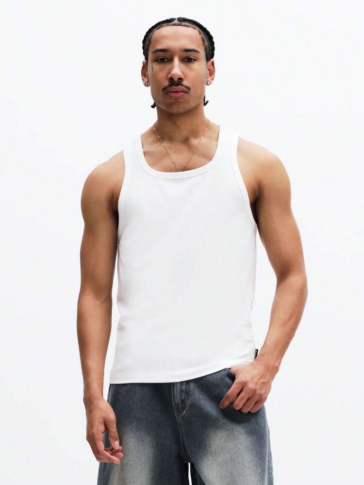 SUMWON Classic Essentials Tank Top Sleeveless Crew Neck Regular Fit Cotton Undershirt Basic Wardrobe Staple Summer Casual Wear