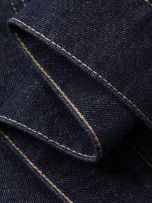 DAZY Men's Short Denim Jacket With Letter Embroidery, Navy Blue, Spring/Autumn - Blue - View 8