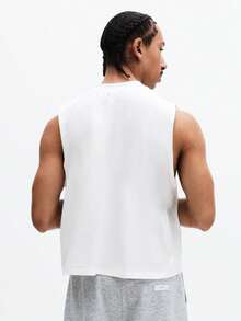 SUMWON Essential Sleeveless Cotton Tank Top Crew Neck Casual Summer Everyday Basic Layering Piece Regular Fit Men's Undershirt Wardrobe Staple - White - View 2