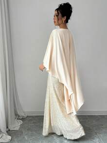 Selianne Váy Maxi dài chấm bi đuôi cá đính sequin thanh lịch và lãng mạn dành cho nữ dự tiệc ngày lễ - Màu be - Xem 2