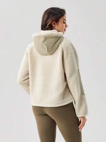OutZeal Women's Warm Zip-Up Half-Zip Fleece Hooded Jacket For Winter - Beige - View 8
