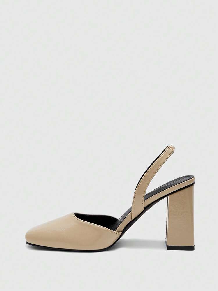 CUCCOO BIZCHIC Women's Square Toe Chunky Heel PU Leather Slip-On Casual Dress Shoes, Comfortable For Daily, Party And Banquet Valentine's Day