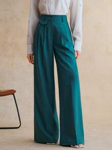 Anewsta Spring Fashion Modern Office Commute Structured Design Women's Suit Pants - Mint Blue - View 1