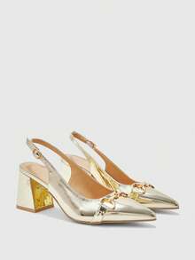 CUCCOO BIZCHIC Giày cao gót đế dày màu đỏ tía dành cho nữ, thiết kế tối giản cổ điển, phù hợp cho đi làm, hẹn hò, dự tiệc, kỳ nghỉ, đám cưới hoặc dịp Giáng sinh. - Vàng chanh - Xem 2