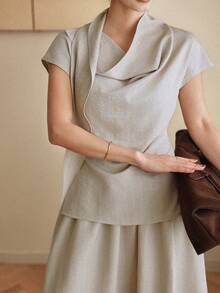 DAZY Women's Solid Color Cap Sleeve Shirt And Skirt Casual 2 Pieces Set Summer Lounge Sets For Women - Apricot - View 1