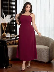 Modelyn 2pcs Plus Size Women Elegant Sequin Party Dress - Burgundy - View 4