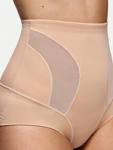 SHAPORA 1pc Women's Solid Color High Waist Shaping Briefs - Apricot - View 6
