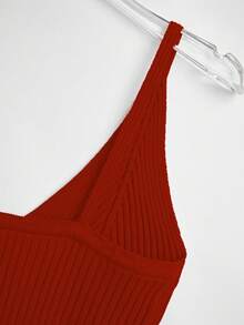 Franclia Women's Solid Color Ribbed Knit Camisole Top - Burnt Orange - View 3