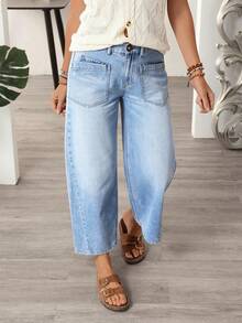 EMERY ROSE Plus Size Casual Relaxed Fit Flared Leg Jeans - Blue - View 7