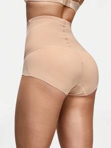 SHAPORA 1pc Women's Solid Color High Waist Shaping Briefs - Apricot - View 3