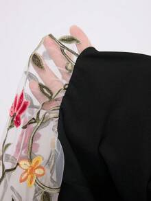 Ellevyn 1件装女士黑色针织网眼拼接无袖紧身连衣裙，适合生日、夏季、毕业等场合，也可作为度假服装或黑色正式连衣裙穿着。 - 黑色 - 查看 11