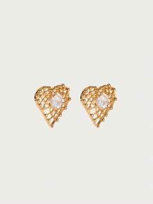 Glisma Women Hoop Earrings,Outfits,Old Money,Metallic/Texture,Gemstone,For Mom/Women/Girl/Mother,Premium,Vintage,Classy,Heart,Valentine's Day,Gift - Yellow Gold - View 3