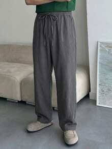 DAZY Men's Grey Drawstring Waist Slim Fit Pants, Spring - Grey - View 5