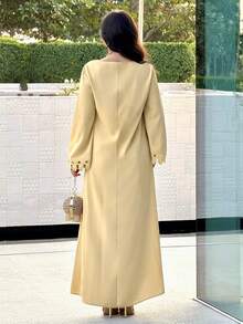 Al Najma 女士土耳其长款连衣裙和阿拉伯传统长袍 - 黃色 - 查看 2