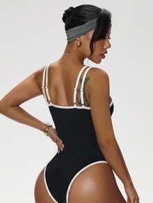 Dewbera Women's Seamless High Elasticity Yoga Sports Fitness Running Jumpsuit, Summer - Black - View 2