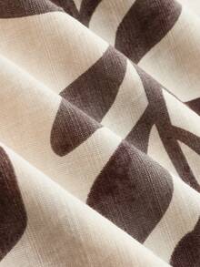 Linhara 大码女式树叶印花圆领短袖休闲衬衫，搭配松紧腰舒适长裤两件套，舒适度假休闲套装 - 彩色 - 查看 6