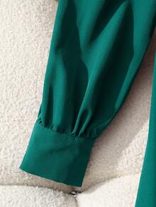 Franclia Đầm thanh lịch màu đỏ tía xếp ly, thắt eo dành cho nữ - màu xanh lá - Xem 5