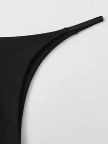 SHEIN Swim Solid Color Bikini Swimwear For Beach Vacation - Black - View 4