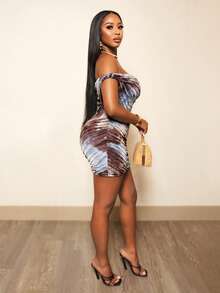 BamGleam Women's Tie-Dye One-Shoulder Twist Mini Skirt - Multicolor - View 3