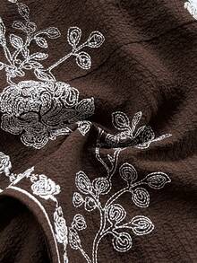 Soleia Chaleco de verano para mujer con bordado floral occidental y apertura delantera - Marrón - Ver 7