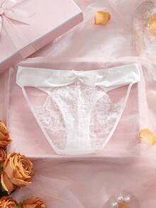 Bragas elegantes y sexys de encaje blanco con lazo - Blanco - Ver 6