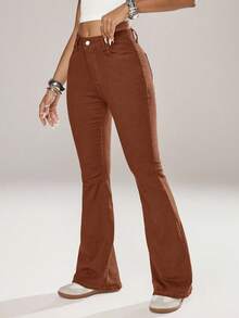 SHEIN ICON Women Jeans - Coffee Brown - View 4