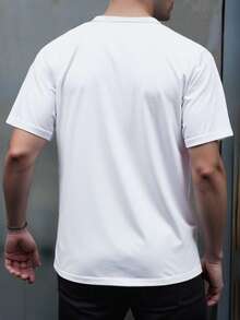 Manfinity Dauomo Men's Casual Short Sleeve T-Shirt | Lightweight, Modern Design, Machine Washable, Regular Fit, Black & White Abstract Brushstroke Print, Warm Weather Apparel - Multicolor - View 2