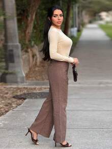 Durrani Popal 女式格子双口袋休闲皮带复古裤 - 彩色 - 查看 4