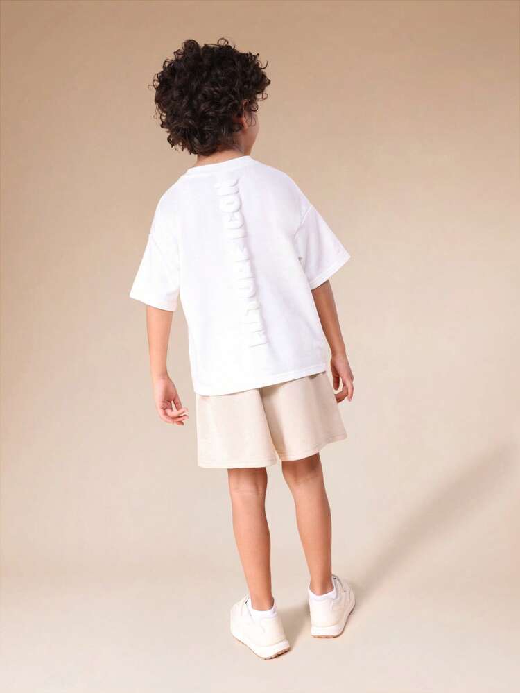 Crew Neck T Shirt With Drawstring Shorts Set