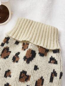 PETSIN 1pc Coffee Leopard Print Love Printed Pet Sweater For Valentine's Day, Autumn And Winter, Thick And Warm Pet Clothes - coffee color - View 7