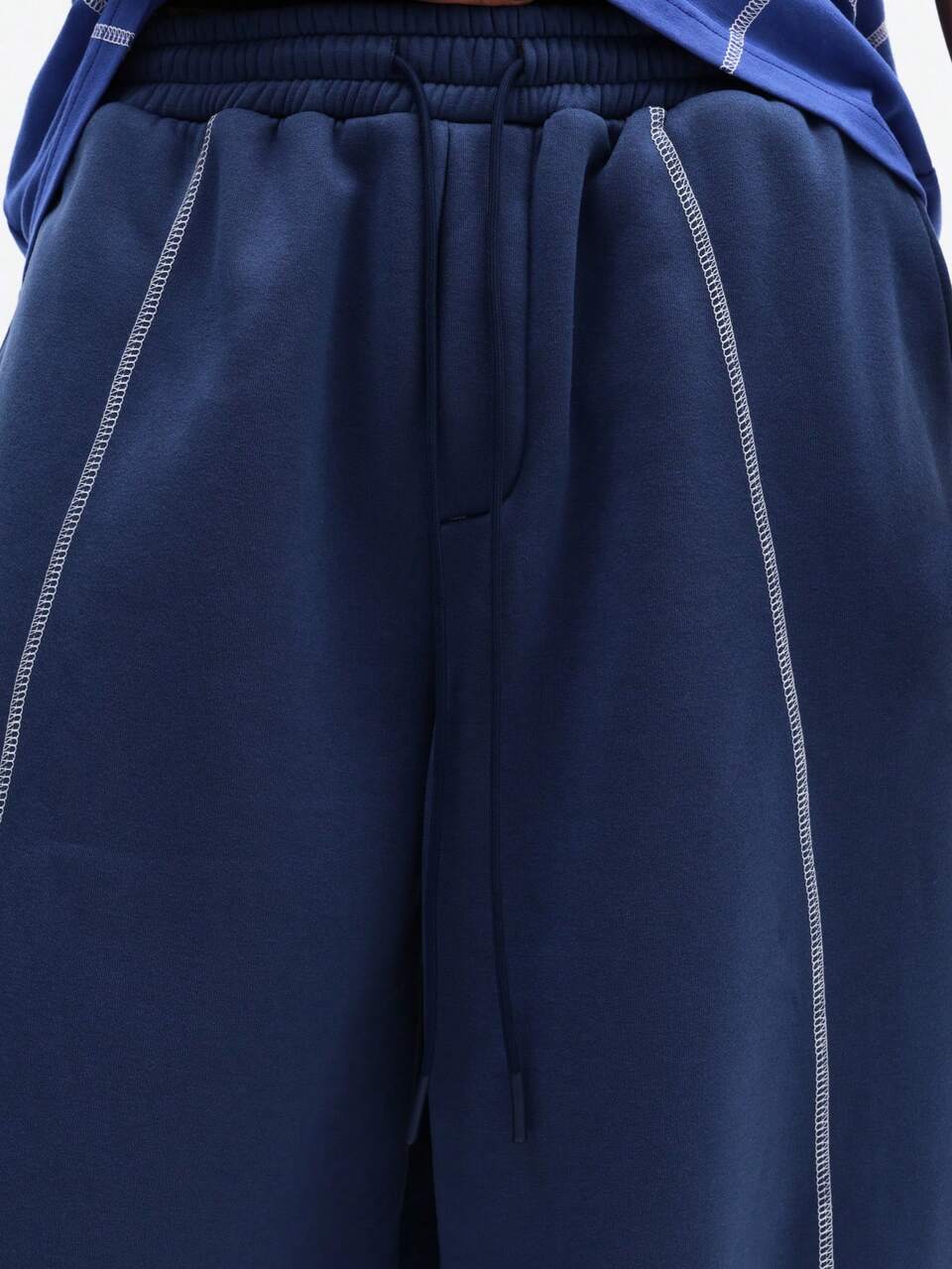 SUMWON Herren Weite Bein Jogginghose mit Kontrastnaht-Detail, lässige Loungehose für Herbst und Winter, bequem und einfarbig