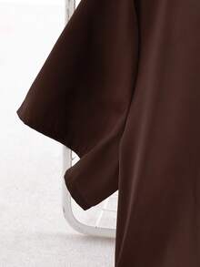 Franclia Satin Ruched Waist Wrap Short Sleeve Dress, Brown - Brown - View 3