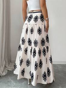 Breezaya Women's Casual Vacation Waist Patchwork Design Layered Cake Skirt With Zipper, Draping Effect - Apricot - View 3